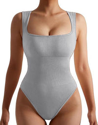 Women's One - piece Set Sleeveless Square Neck Skinny Yoga Bodysuit, Women's Sportswear Clothing - 7DAY'S