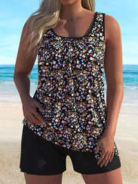 Women's plus size split floral print Tankini quick drying swimsuit set - 7DAY'S