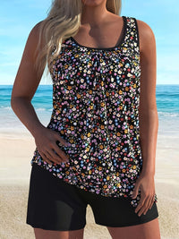 Women's plus size split floral print Tankini quick drying swimsuit set - 7DAY'S