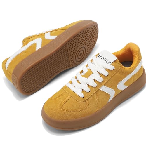 Women's Retro Fashion Sneakers - Gum Sole Suede Casual Walking Footwear Skate Shoes Non Slip Trainers - 7DAY'S