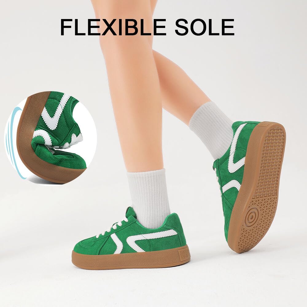 Women's Retro Fashion Sneakers - Gum Sole Suede Casual Walking Footwear Skate Shoes Non Slip Trainers - 7DAY'S