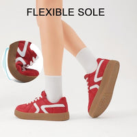 Women's Retro Fashion Sneakers - Gum Sole Suede Casual Walking Footwear Skate Shoes Non Slip Trainers - 7DAY'S