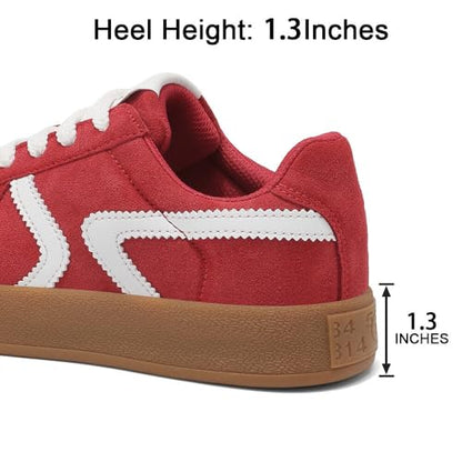Women's Retro Fashion Sneakers - Gum Sole Suede Casual Walking Footwear Skate Shoes Non Slip Trainers - 7DAY'S