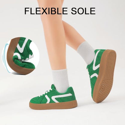 Women's Retro Fashion Sneakers - Gum Sole Suede Casual Walking Footwear Skate Shoes Non Slip Trainers - 7DAY'S