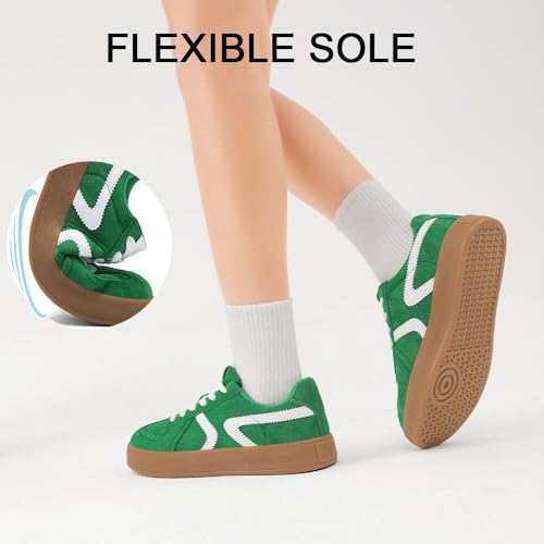 Women's Retro Fashion Sneakers - Gum Sole Suede Casual Walking Footwear Skate Shoes Non Slip Trainers - 7DAY'S