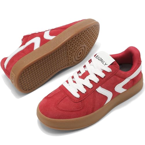 Women's Retro Fashion Sneakers - Gum Sole Suede Casual Walking Footwear Skate Shoes Non Slip Trainers - 7DAY'S