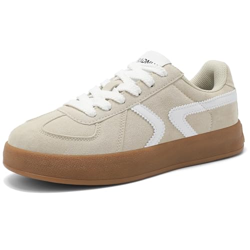 Women's Retro Fashion Sneakers - Gum Sole Suede Casual Walking Footwear Skate Shoes Non Slip Trainers - 7DAY'S