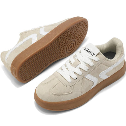 Women's Retro Fashion Sneakers - Gum Sole Suede Casual Walking Footwear Skate Shoes Non Slip Trainers - 7DAY'S