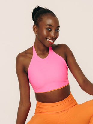 Women's Reversible Halter Top - Neon Pink