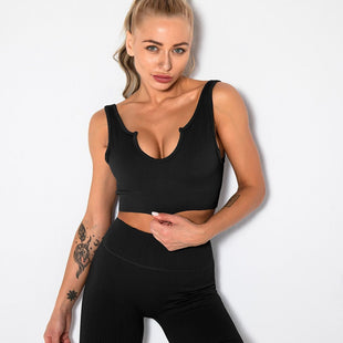 Women's Seamless Sports Bra Workout Crop Top Tank Tops For Women Longline Sports Bra Ribbed Crop Top Fitness