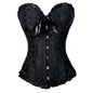 Womens Sexy Lace Corset Bustier Body Sculpting Wear Lace - up Overbust Corset Top, Black - 7DAY'S