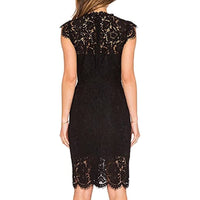 Women's Sleeveless Lace Floral Elegant Cocktail Dress Crew Neck Knee Length for Party - 7DAY'S