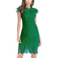 Women's Sleeveless Lace Floral Elegant Cocktail Dress Crew Neck Knee Length for Party - 7DAY'S