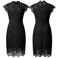 Women's Sleeveless Lace Floral Elegant Cocktail Dress Crew Neck Knee Length for Party - 7DAY'S