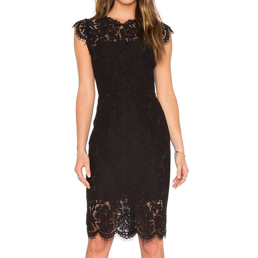 Women's Sleeveless Lace Floral Elegant Cocktail Dress Crew Neck Knee Length for Party - 7DAY'S