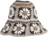 Women's Straw Sun Hat Floral Woven Bucket Hat Fishing Hat Beach Hat Hand Woven Foldable Cap - 7DAY'S