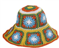 Women's Straw Sun Hat Floral Woven Bucket Hat Fishing Hat Beach Hat Hand Woven Foldable Cap - 7DAY'S