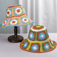 Women's Straw Sun Hat Floral Woven Bucket Hat Fishing Hat Beach Hat Hand Woven Foldable Cap - 7DAY'S