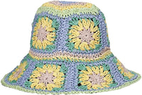 Women's Straw Sun Hat Floral Woven Bucket Hat Fishing Hat Beach Hat Hand Woven Foldable Cap - 7DAY'S
