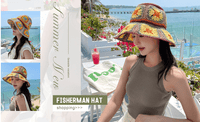 Women's Straw Sun Hat Floral Woven Bucket Hat Fishing Hat Beach Hat Hand Woven Foldable Cap - 7DAY'S