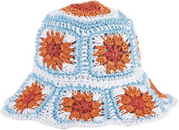 Women's Straw Sun Hat Floral Woven Bucket Hat Fishing Hat Beach Hat Hand Woven Foldable Cap - 7DAY'S