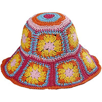 Women's Straw Sun Hat Floral Woven Bucket Hat Fishing Hat Beach Hat Hand Woven Foldable Cap - 7DAY'S