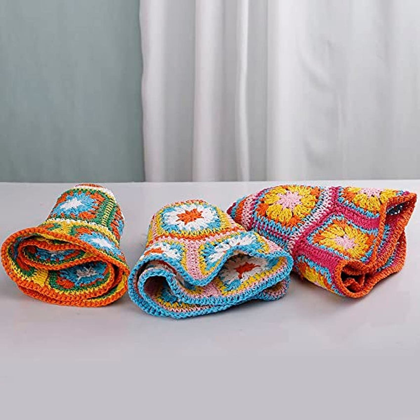 Women's Straw Sun Hat Floral Woven Bucket Hat Fishing Hat Beach Hat Hand Woven Foldable Cap - 7DAY'S
