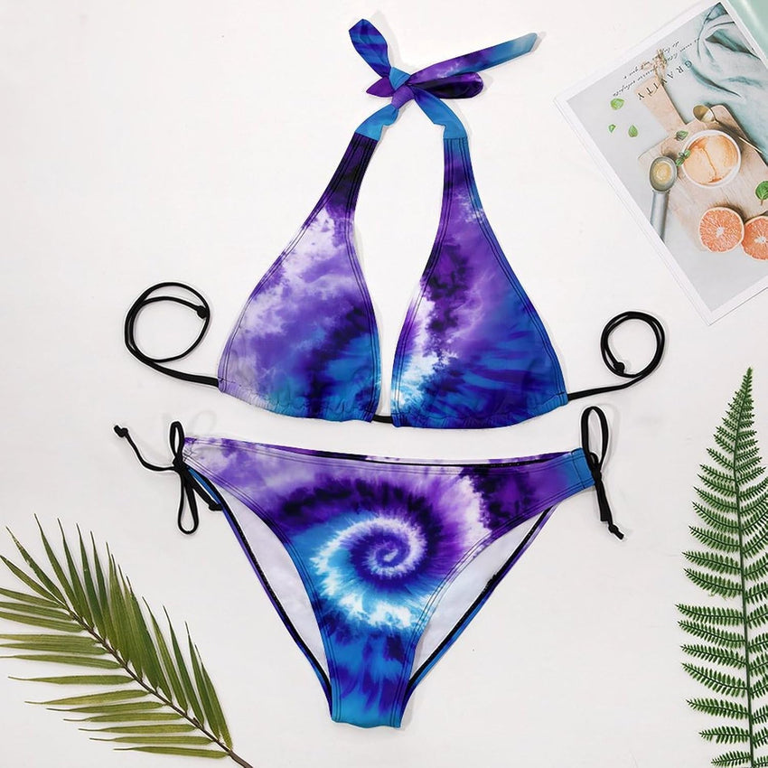 Women's Tie Dye Bikini Swimsuits Triangle String Bikini Sets Two Piece Bathing Suits - 7DAY'S