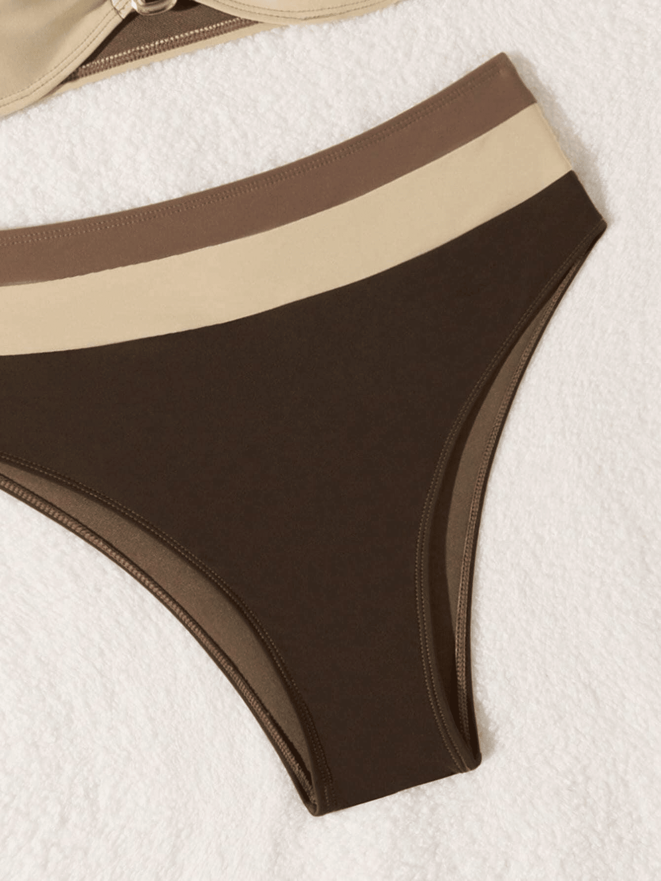 Women's two - piece coffee colored bikini swimsuit strapless fashion quick drying - 7DAY'S