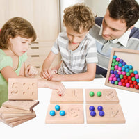 Wooden Number Tracing Board Set, Toddler Montessori Math Beads Counting Toy, Preschool Learning and Educational Math Game for Kids - 7DAY'S