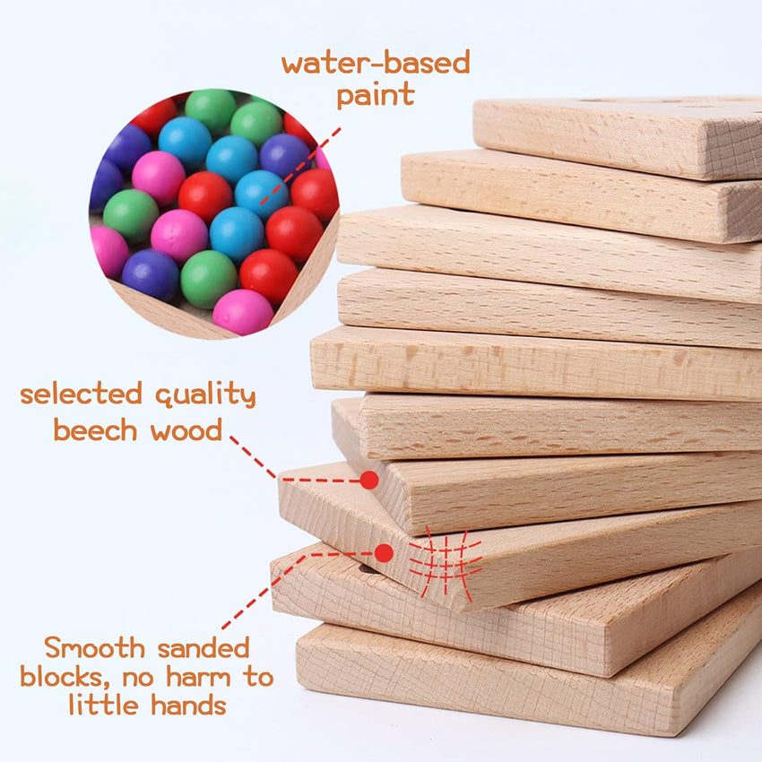 Wooden Number Tracing Board Set, Toddler Montessori Math Beads Counting Toy, Preschool Learning and Educational Math Game for Kids - 7DAY'S