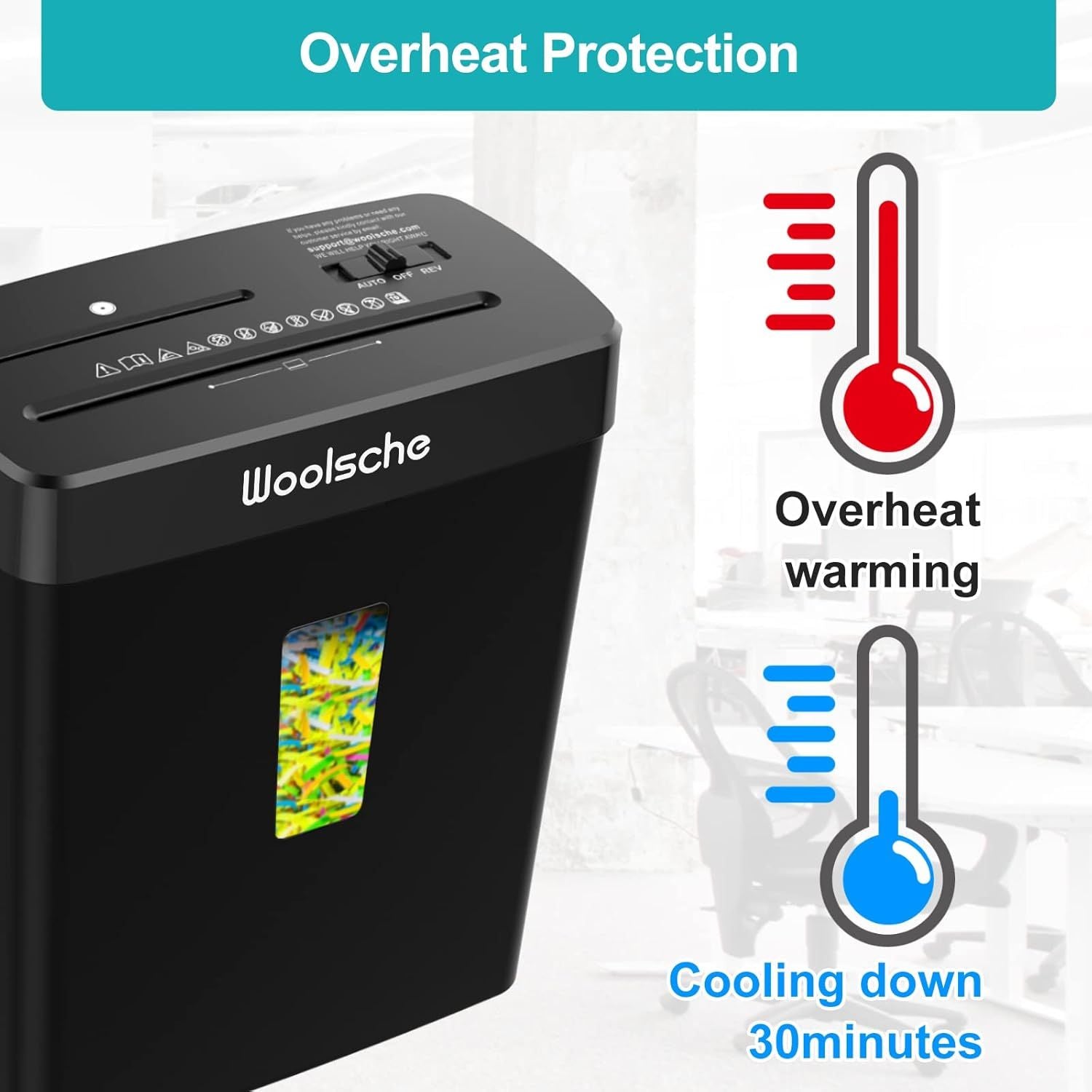 Woolsche Paper Shredder - 10 - Sheet Cross Cut with 3.43 - Gallon Basket - P - 4 Security Level - 3 - Mode Design - Shreds CD and Credit Card - Durable, Fast, and Jam Proof for H - 7DAY'S