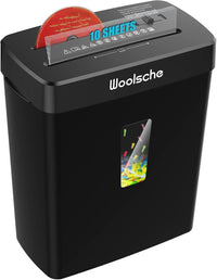 Woolsche Paper Shredder - 10 - Sheet Cross Cut with 3.43 - Gallon Basket - P - 4 Security Level - 3 - Mode Design - Shreds CD and Credit Card - Durable, Fast, and Jam Proof for H - 7DAY'S