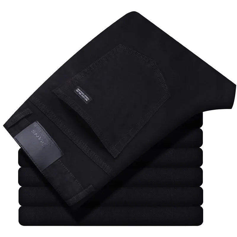 Wthinlee New Business Men's Jeans Casual Straight Stretch Fashion Classic Blue Black Work Denim Trousers Male Brand Clothing - 7DAY'S