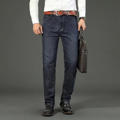 Wthinlee New Business Men's Jeans Casual Straight Stretch Fashion Classic Blue Black Work Denim Trousers Male Brand Clothing - 7DAY'S