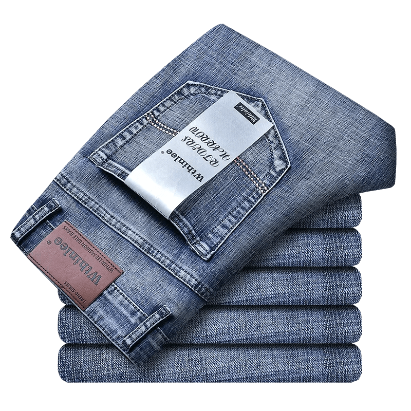 Wthinlee New Business Men's Jeans Casual Straight Stretch Fashion Classic Blue Black Work Denim Trousers Male Brand Clothing - 7DAY'S