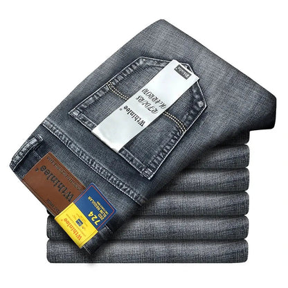 Wthinlee New Business Men's Jeans Casual Straight Stretch Fashion Classic Blue Black Work Denim Trousers Male Brand Clothing - 7DAY'S