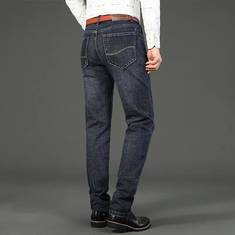 Wthinlee New Business Men's Jeans Casual Straight Stretch Fashion Classic Blue Black Work Denim Trousers Male Brand Clothing - 7DAY'S