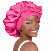 YANIBEST Silk Bonnet for Sleeping Women Satin Bonnet Double Layer Satin Lined Hair Bonnet with Tie Band Curly Hair Blush Pink - 7DAY'S