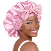 YANIBEST Silk Bonnet for Sleeping Women Satin Bonnet Double Layer Satin Lined Hair Bonnet with Tie Band Curly Hair Blush Pink - 7DAY'S