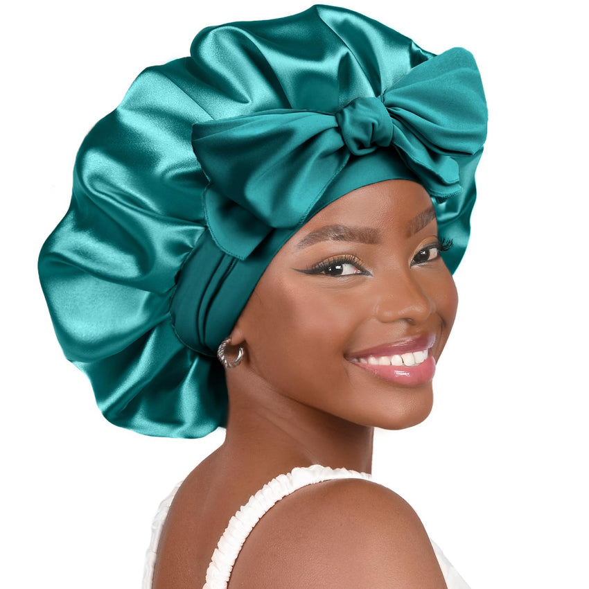 YANIBEST Silk Bonnet for Sleeping Women Satin Bonnet Double Layer Satin Lined Hair Bonnet with Tie Band Curly Hair Blush Pink - 7DAY'S