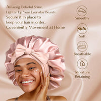 YANIBEST Silk Bonnet for Sleeping Women Satin Bonnet Double Layer Satin Lined Hair Bonnet with Tie Band Curly Hair Blush Pink - 7DAY'S
