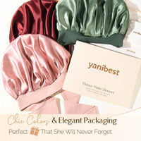 YANIBEST Silk Bonnet for Sleeping Women Satin Bonnet Double Layer Satin Lined Hair Bonnet with Tie Band Curly Hair Blush Pink - 7DAY'S