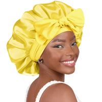 YANIBEST Silk Bonnet for Sleeping Women Satin Bonnet Double Layer Satin Lined Hair Bonnet with Tie Band Curly Hair Blush Pink - 7DAY'S