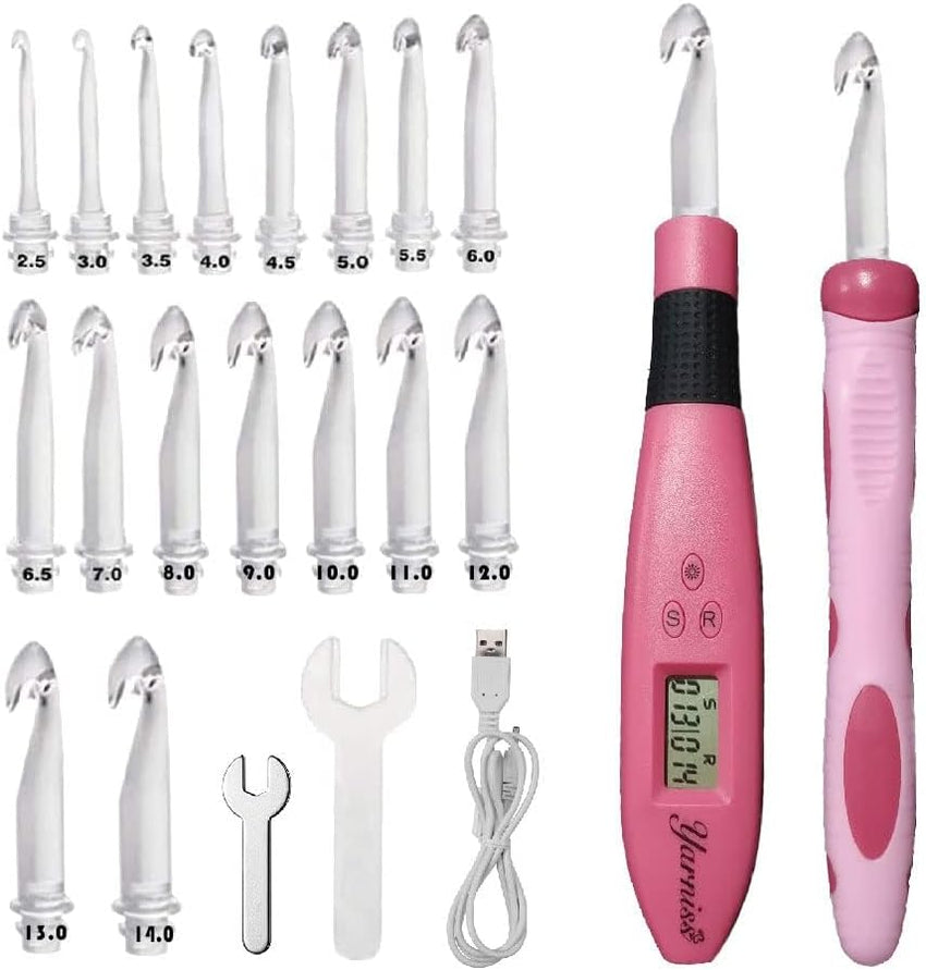 Yarniss 17 Size Counting Crochet Hooks Set, Light Up Crochet Hooks for Stitch & Row Counter - 7DAY'S