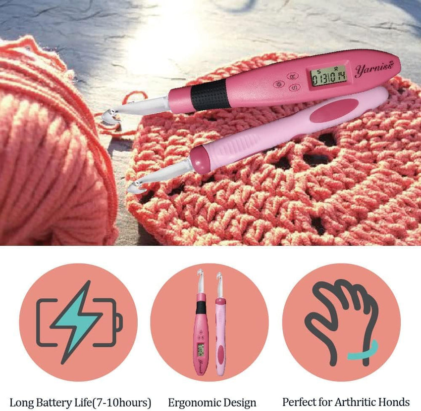 Yarniss 17 Size Counting Crochet Hooks Set, Light Up Crochet Hooks for Stitch & Row Counter - 7DAY'S