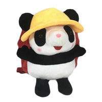 Yellow Hat Panda Kids Shoulder Bag Plush Backpack Red Snacks Travel Backpack Small School Bag - 7DAY'S