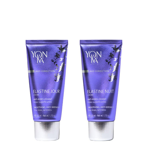 Yon-Ka Elastine Jour Day Anti-Wrinkle Facial Moisturizer and Eye Cream with Elastine Nuit Anti-Wrinkle Night Cream, 50 ml