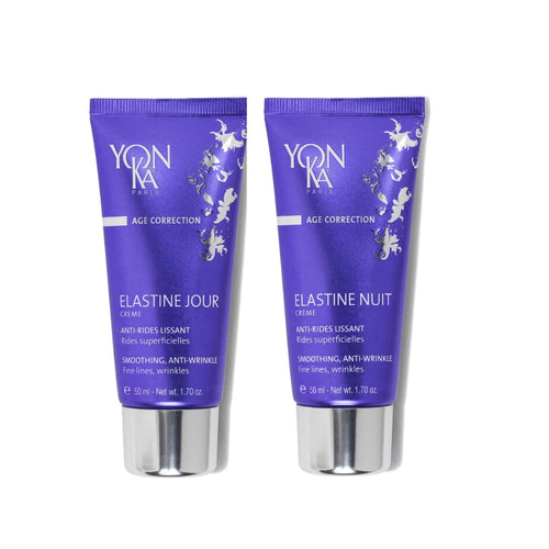 Yon-Ka Elastine Jour & Nuit Anti-Wrinkle Day and Night Cream Set, Anti Aging Facial Moisturizer, Soften Fine Lines and Wrinkles with Vitamin C and Elastin Peptides, Paraben-Free