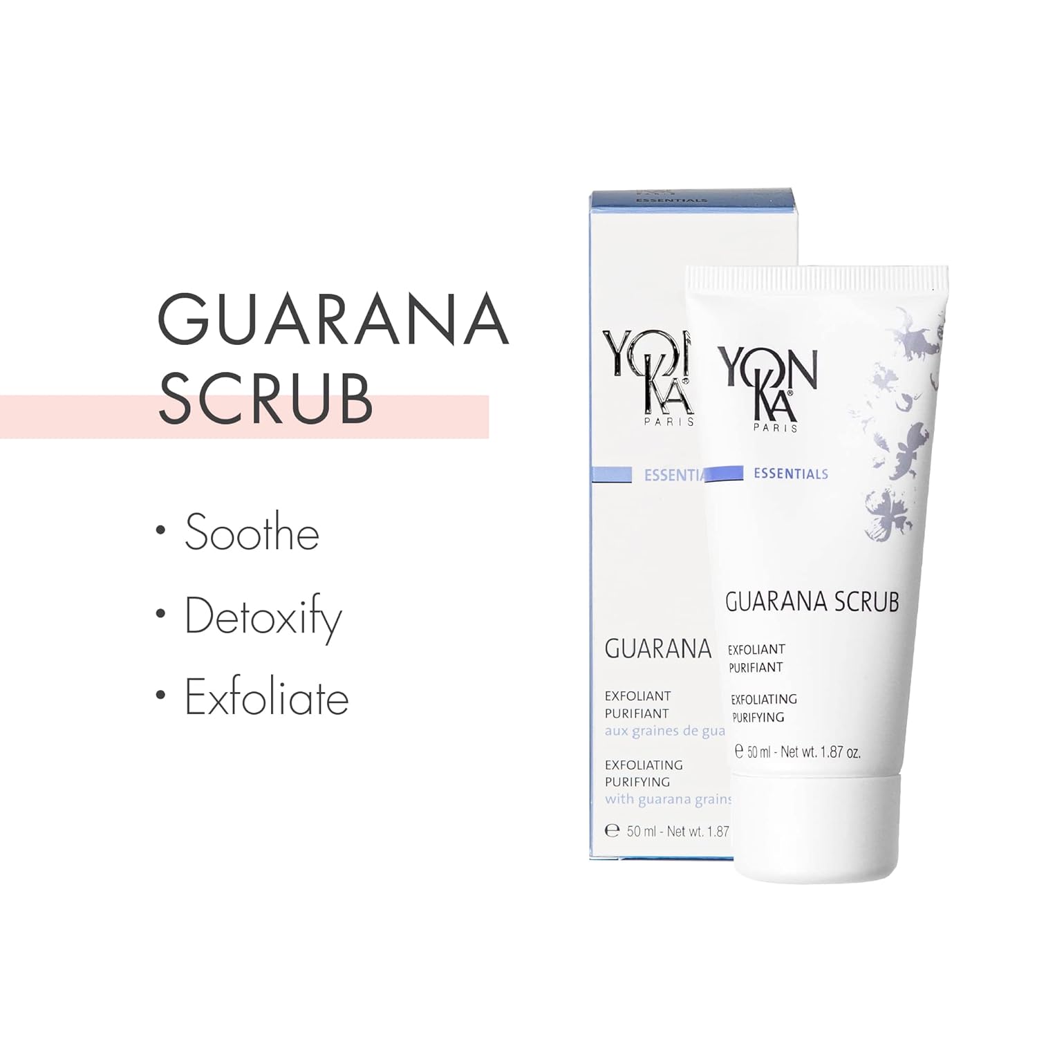 Yon - Ka Guarana Facial Scrub 50ml | Gentle Facial Detoxifying Scrub with 2 Sizes of Granules | Rice Microbeads and Guarana | Cleanses, Polishes and Purifies | Normal to Oily Skin | 98% Natural Origin - 7DAY'S